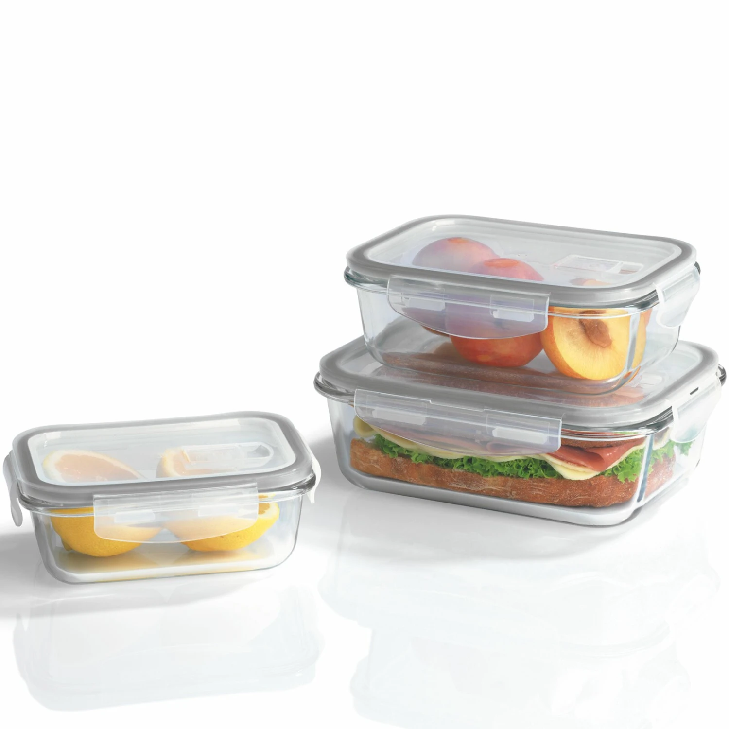 6-teiliges GOURMETmaxx Frischhaltedosen-Set - transparent-grau - Glas 4 6-teiliges GOURMETmaxx Frischhaltedosen-Set - transparent-grau - Glas – Bild 2