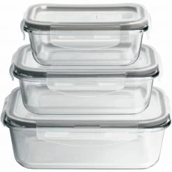 6-teiliges GOURMETmaxx Frischhaltedosen-Set - transparent-grau - Glas