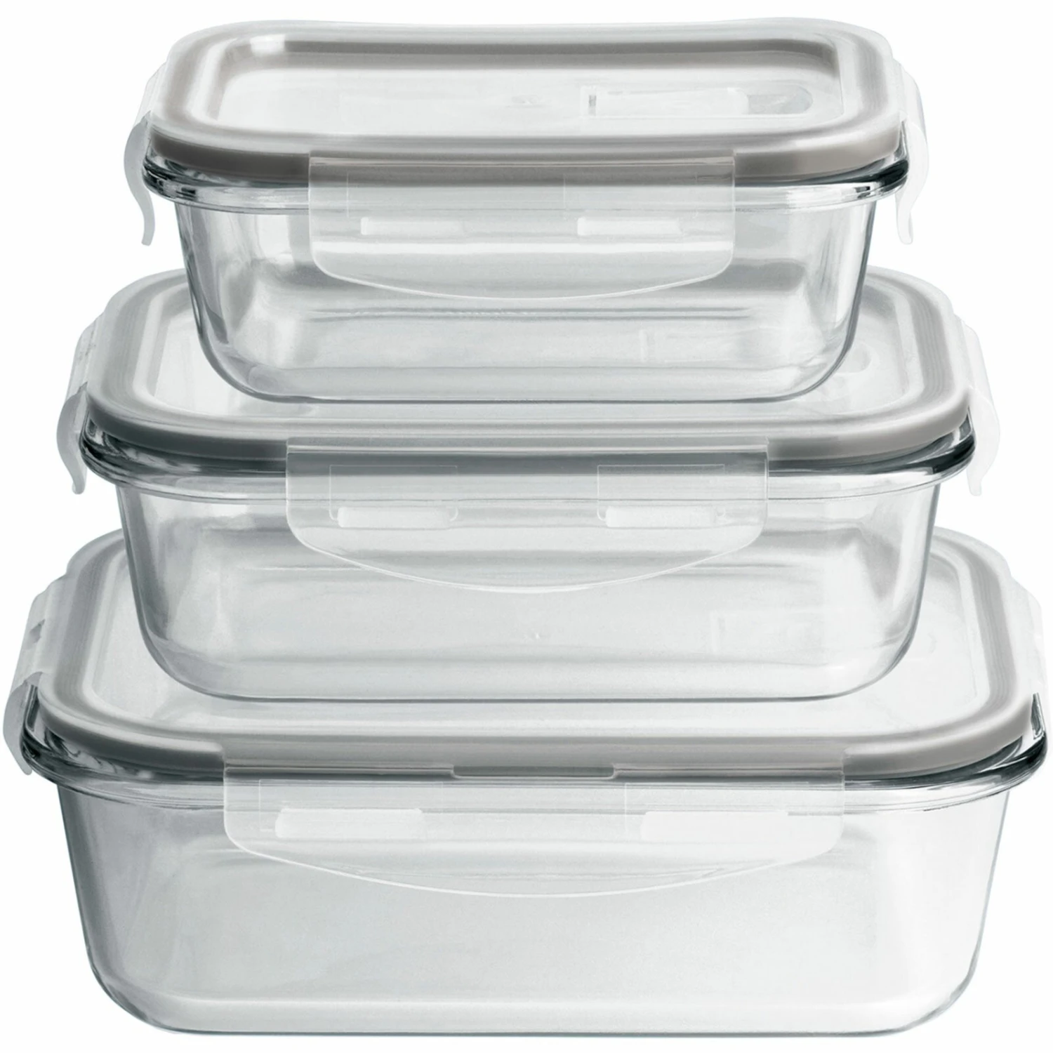 6-teiliges GOURMETmaxx Frischhaltedosen-Set - transparent-grau - Glas 3 6-teiliges GOURMETmaxx Frischhaltedosen-Set - transparent-grau - Glas