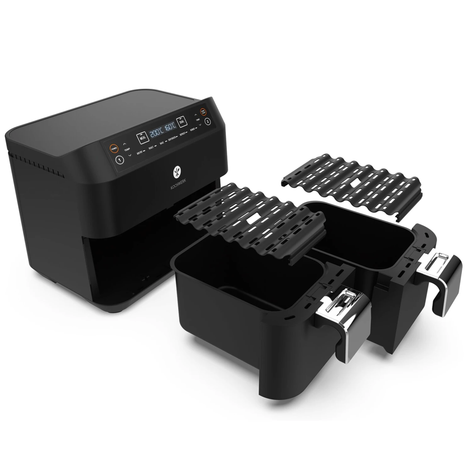 KOCHWERK Heißluft-Fritteuse - schwarz - Doppelkammer - 2x 3,8 Liter 8 KOCHWERK Heißluft-Fritteuse - schwarz - Doppelkammer - 2x 3,8 Liter – Bild 7