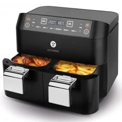 KOCHWERK Heißluft-Fritteuse - schwarz - Doppelkammer - 2x 3,8 Liter