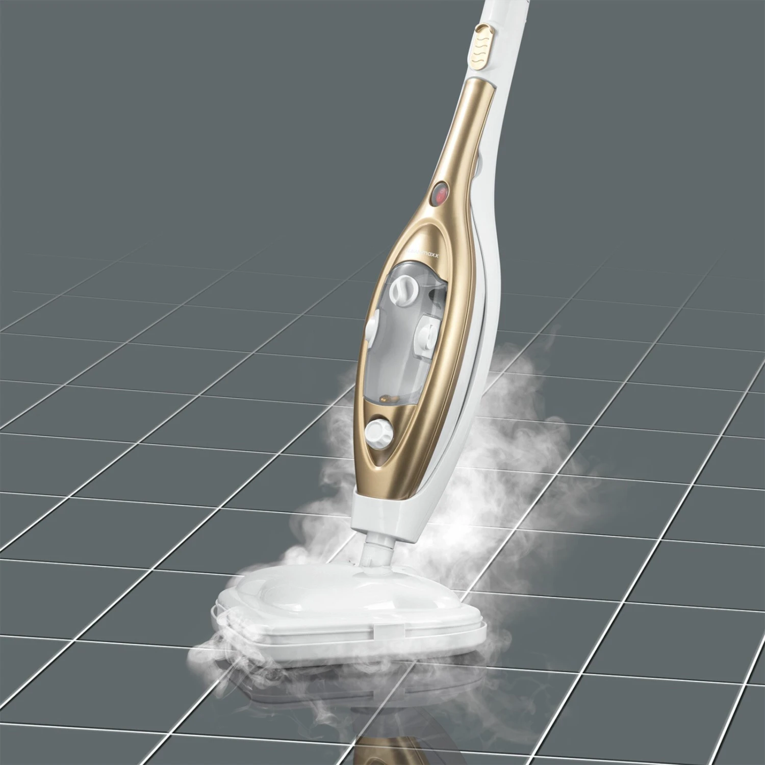 CLEANmaxx Dampfbesen - gold-weiß - mit Knickgelenk 4 CLEANmaxx Dampfbesen - gold-weiß - mit Knickgelenk – Bild 2