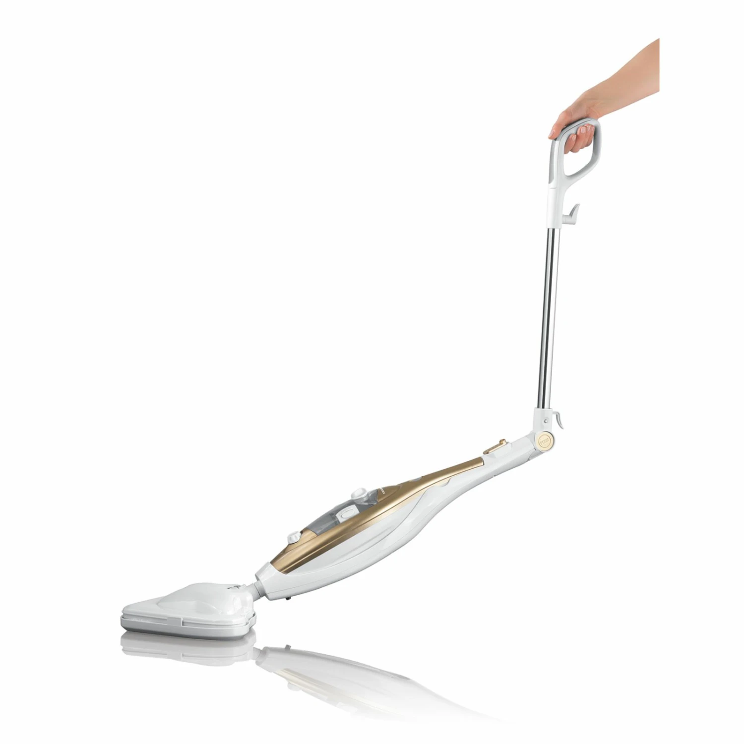 CLEANmaxx Dampfbesen - gold-weiß - mit Knickgelenk 5 CLEANmaxx Dampfbesen - gold-weiß - mit Knickgelenk – Bild 3