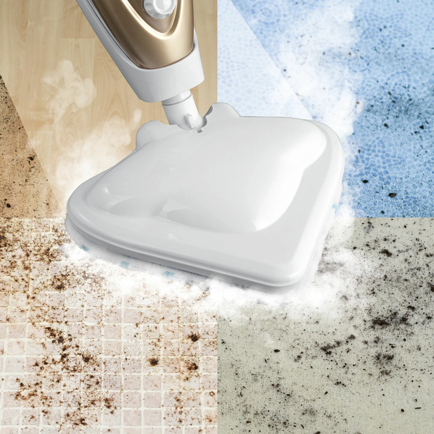 CLEANmaxx Dampfbesen - gold-weiß - mit Knickgelenk 16 CLEANmaxx Dampfbesen - gold-weiß - mit Knickgelenk – Bild 14