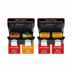 MAXXMEE Doppelkammer-Heissluftfritteuse 2767 - schwarz - 2 x 3,8 Liter -Deutschland Haushalt Verkaufs-Shop 2791011600 08 1600Wx1600H