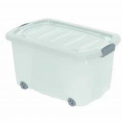 Rollbox - transparent - mit Rollen - 45 Liter