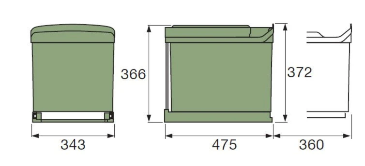 Einbau-Mülleimer SW - Schrankbreite ab 45 cm - 3-fach Trennung 4 Einbau-Mülleimer SW - Schrankbreite ab 45 cm - 3-fach Trennung – Bild 2