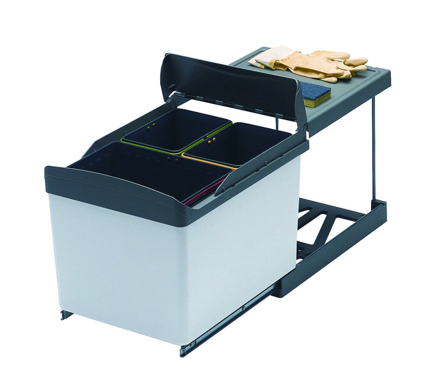 Einbau-Mülleimer SW - Schrankbreite ab 45 cm - 3-fach Trennung 3 Einbau-Mülleimer SW - Schrankbreite ab 45 cm - 3-fach Trennung