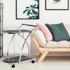 Servierwagen JAMES - schwarz-chromfarben - 2 Ablagen -Deutschland Haushalt Verkaufs-Shop 9003888000 04 1600Wx1600H