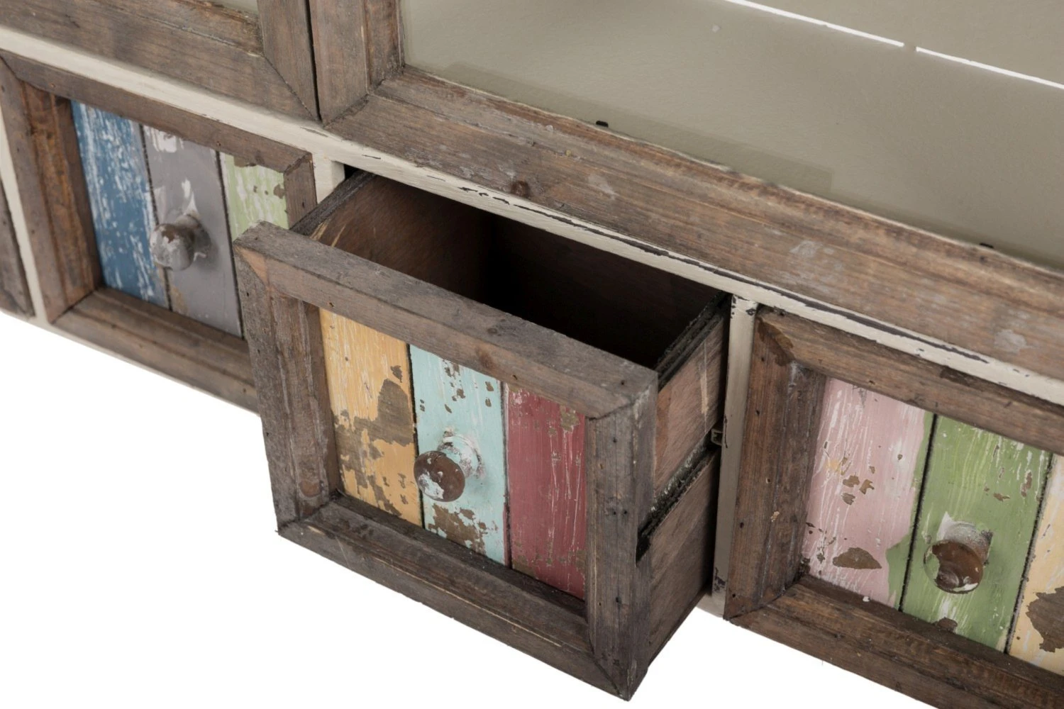 Wandablage VILLE - weiß-braun-bunt - mit 4 Schubladen 5 Wandablage VILLE - weiß-braun-bunt - mit 4 Schubladen – Bild 3