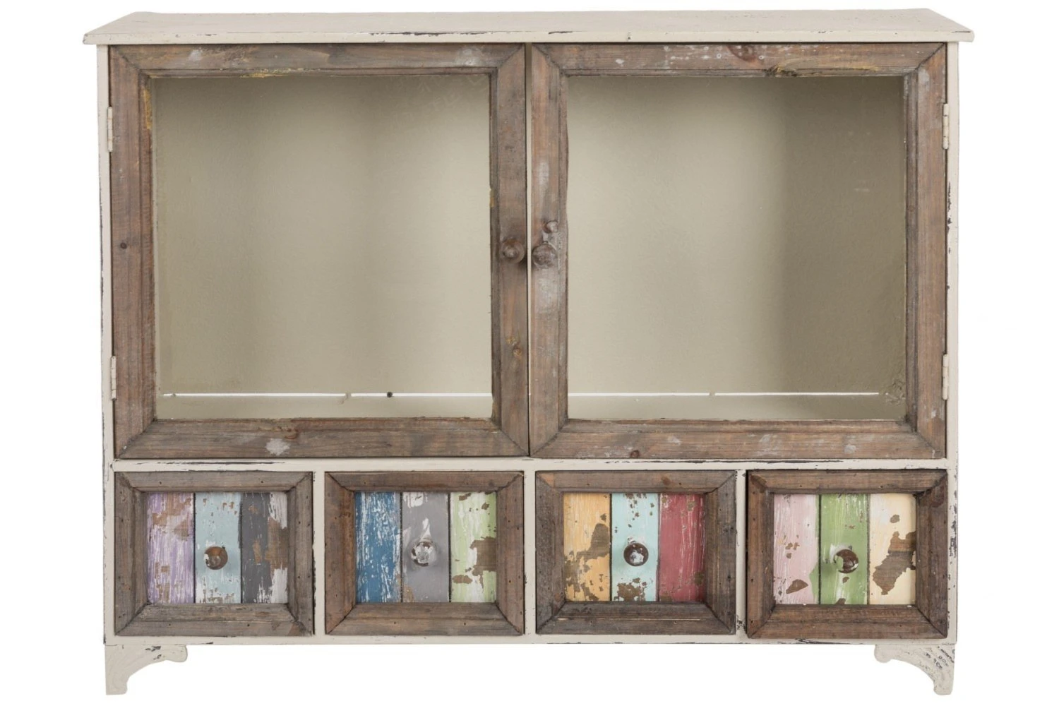 Wandablage VILLE - weiß-braun-bunt - mit 4 Schubladen 3 Wandablage VILLE - weiß-braun-bunt - mit 4 Schubladen