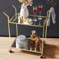 Servierwagen - gold - Glasablagen - 78 cm hoch -Deutschland Haushalt Verkaufs-Shop 9005274200 03 1600Wx1600H