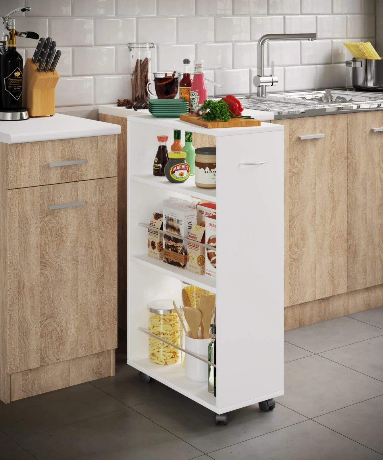 Nischenwagen TUSAL - weiß - 3 Böden - 85 cm 5 Nischenwagen TUSAL - weiß - 3 Böden - 85 cm – Bild 3