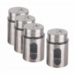 4-teiliges Gewürzstreuerset - Edelstahl - 80 ml