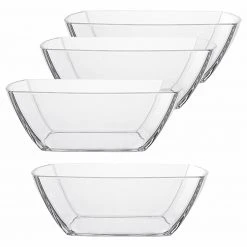 4-teiliges Glasschalen-Set - 16 cm - eckig