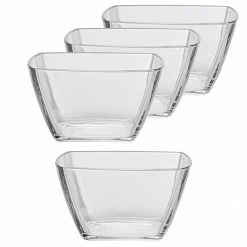 4-teiliges Glasschalen-Set - 12 cm - eckig