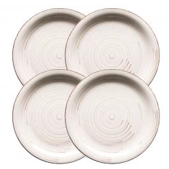 4-teiliges Teller-Set - beige - Steingut - Ø 27 cm